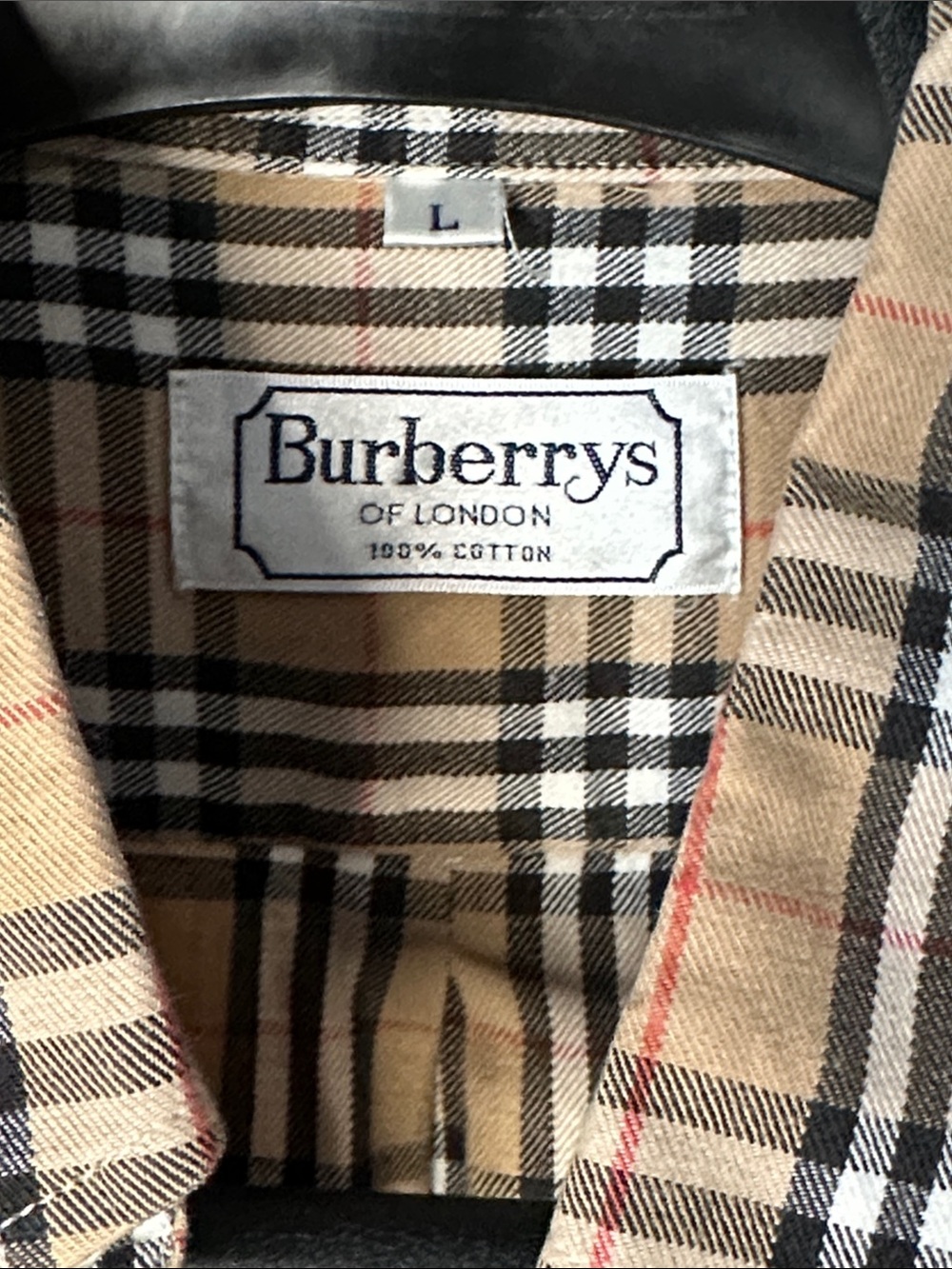 Burberry Beige Black White Plaid Short-Sleeve Button-Down Shirt - Picture 4 of 5